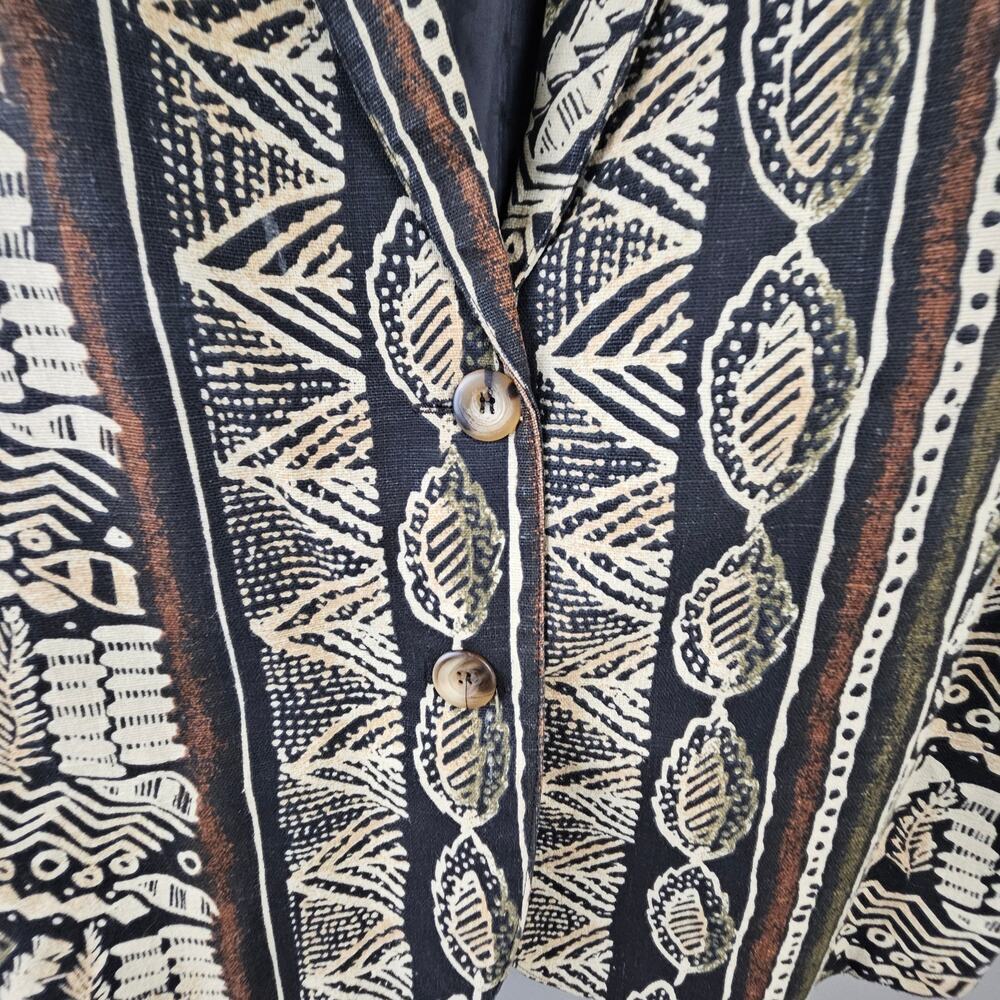 Vintage Joyce Tribal Print Blazer 80s Boho Abstract Statement Jacket Size 12 - Picture 5 of 8
